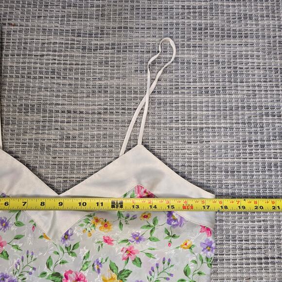 VTG CACIQUE Slip Dress Medium White Floral Boho Coquette Fairy Whimsy Cottage - Picture 7 of 10
